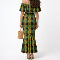 Aloha Hawaii Ilima Maile Lei Mermaid Dress Palaka Inspired Hawaiian-plaid Black