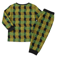 Aloha Hawaii Ilima Maile Lei Christmas Pajama Set Palaka Inspired Hawaiian-plaid Black