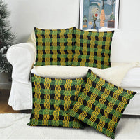 Aloha Hawaii Ilima Maile Lei Pillow Cover Palaka Inspired Hawaiian-plaid Black
