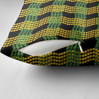 Aloha Hawaii Ilima Maile Lei Pillow Cover Palaka Inspired Hawaiian-plaid Black