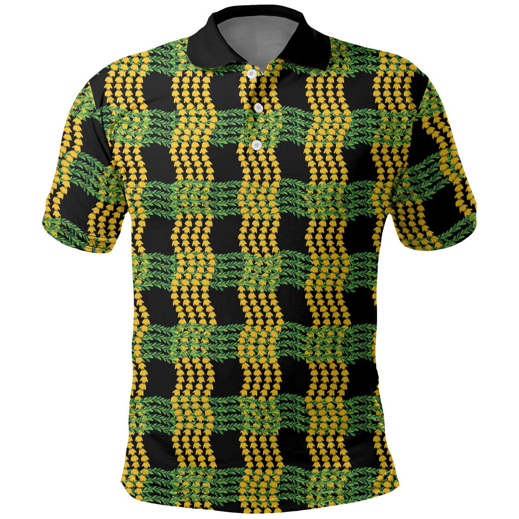 Aloha Hawaii Ilima Maile Lei Polo Shirt Palaka Inspired Hawaiian-plaid Black LT14 Black - Polynesian Pride