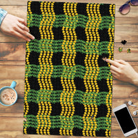 Aloha Hawaii Ilima Maile Lei Puzzle Palaka Inspired Hawaiian-plaid Black