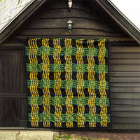 Aloha Hawaii Ilima Maile Lei Quilt Palaka Inspired Hawaiian-plaid Black