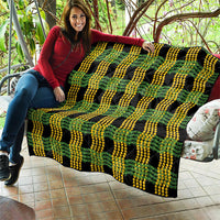 Aloha Hawaii Ilima Maile Lei Quilt Palaka Inspired Hawaiian-plaid Black