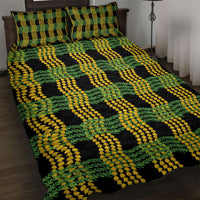 Aloha Hawaii Ilima Maile Lei Quilt Bed Set Palaka Inspired Hawaiian-plaid Black
