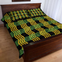 Aloha Hawaii Ilima Maile Lei Quilt Bed Set Palaka Inspired Hawaiian-plaid Black