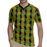 Aloha Hawaii Ilima Maile Lei Rugby Jersey Palaka Inspired Hawaiian-plaid Black
