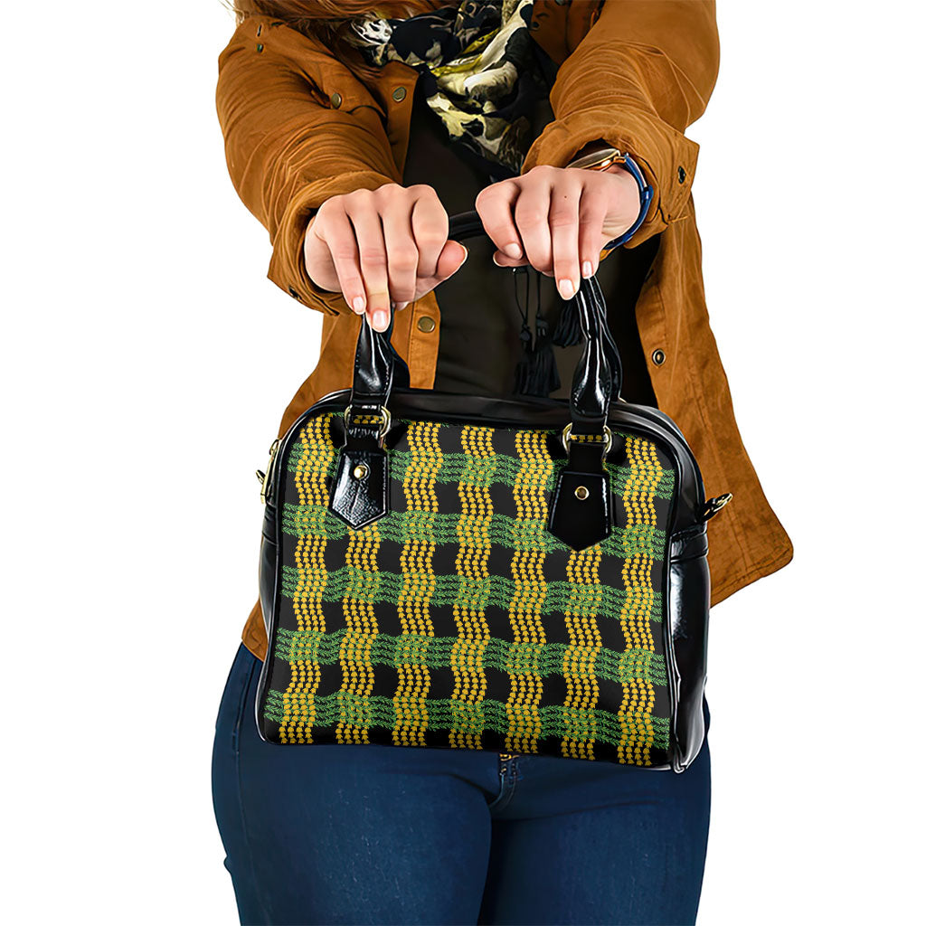 Aloha Hawaii Ilima Maile Lei Shoulder Handbag Palaka Inspired Hawaiian-plaid Black LT14 One Size Black - Polynesian Pride