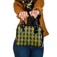 Aloha Hawaii Ilima Maile Lei Shoulder Handbag Palaka Inspired Hawaiian-plaid Black