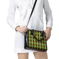 Aloha Hawaii Ilima Maile Lei Shoulder Handbag Palaka Inspired Hawaiian-plaid Black