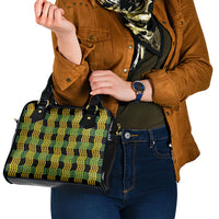 Aloha Hawaii Ilima Maile Lei Shoulder Handbag Palaka Inspired Hawaiian-plaid Black