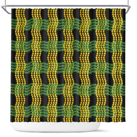 Aloha Hawaii Ilima Maile Lei Shower Curtain Palaka Inspired Hawaiian-plaid Black