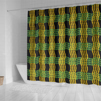 Aloha Hawaii Ilima Maile Lei Shower Curtain Palaka Inspired Hawaiian-plaid Black