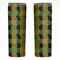 Aloha Hawaii Ilima Maile Lei Skinny Tumbler Palaka Inspired Hawaiian-plaid Black