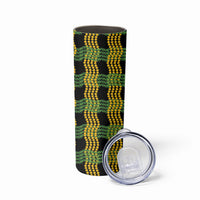 Aloha Hawaii Ilima Maile Lei Skinny Tumbler Palaka Inspired Hawaiian-plaid Black