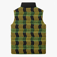 Aloha Hawaii Ilima Maile Lei Sleeveless Puffer Jacket Palaka Inspired Hawaiian-plaid Black
