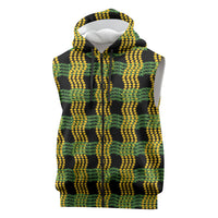 Aloha Hawaii Ilima Maile Lei Sleeveless Zip Hoodie Palaka Inspired Hawaiian-plaid Black