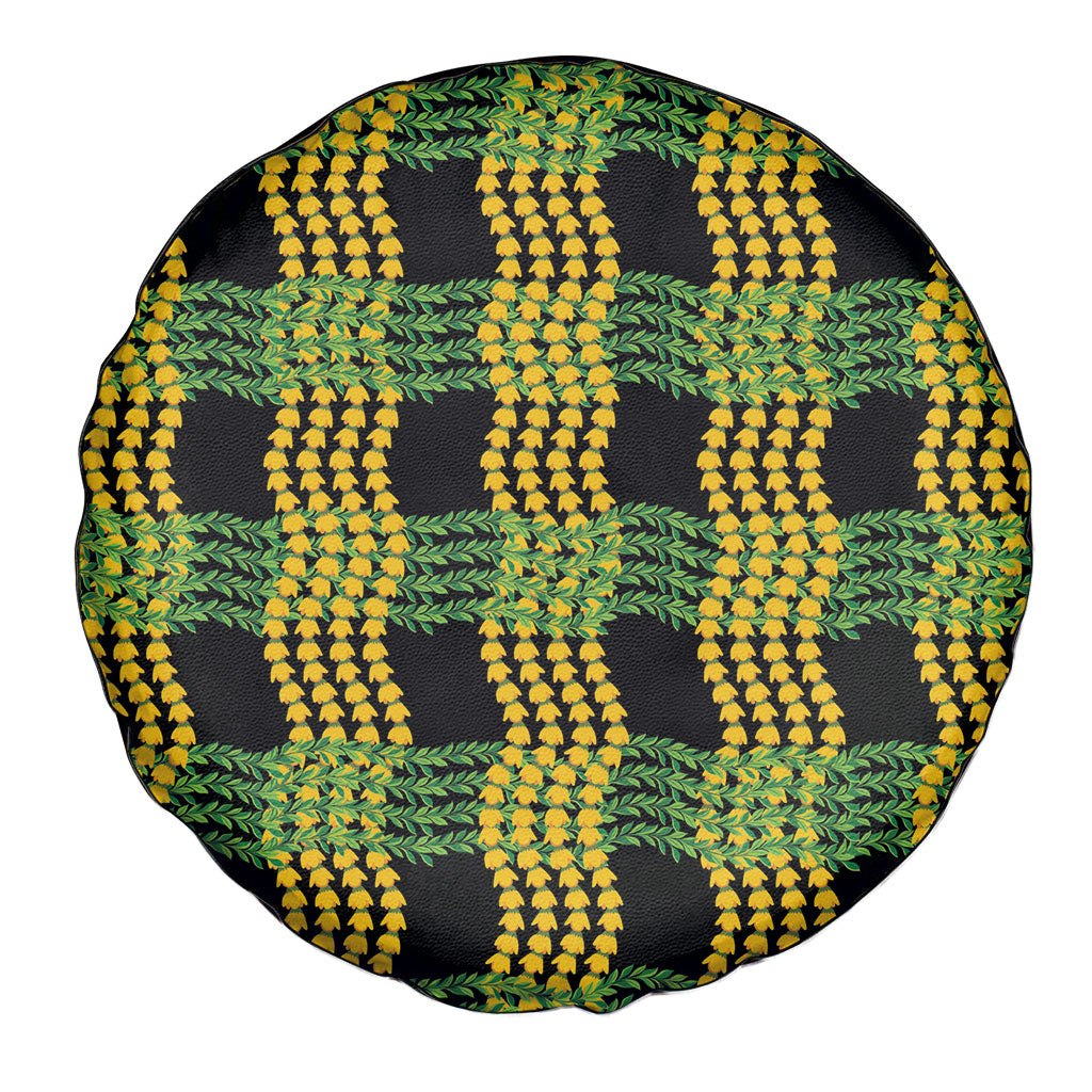 Aloha Hawaii Ilima Maile Lei Spare Tire Cover Palaka Inspired Hawaiian-plaid Black