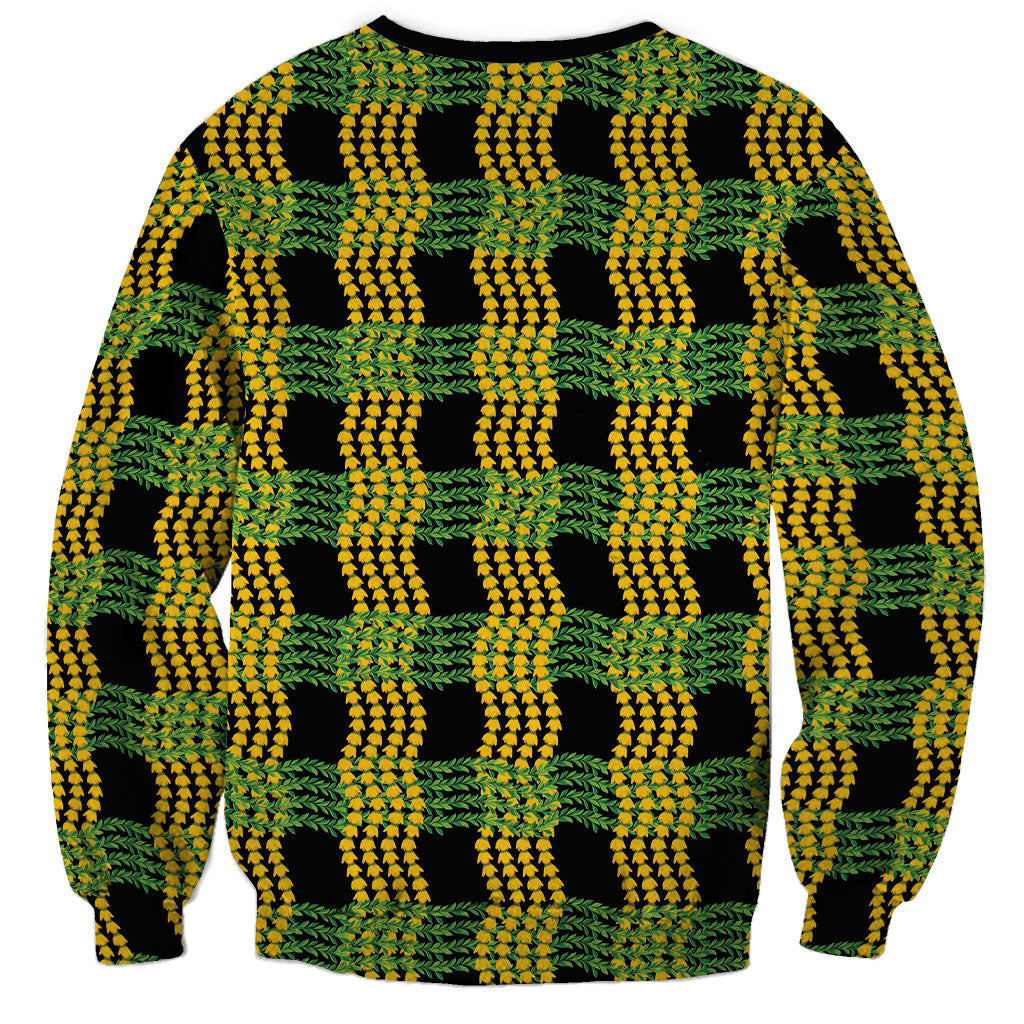 Aloha Hawaii Ilima Maile Lei Sweatshirt Palaka Inspired Hawaiian-plaid Black