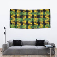 Aloha Hawaii Ilima Maile Lei Tapestry Palaka Inspired Hawaiian-plaid Black