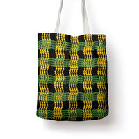 Aloha Hawaii Ilima Maile Lei Tote Bag Palaka Inspired Hawaiian-plaid Black