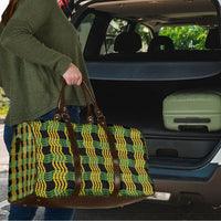 Aloha Hawaii Ilima Maile Lei Travel Bag Palaka Inspired Hawaiian-plaid Black