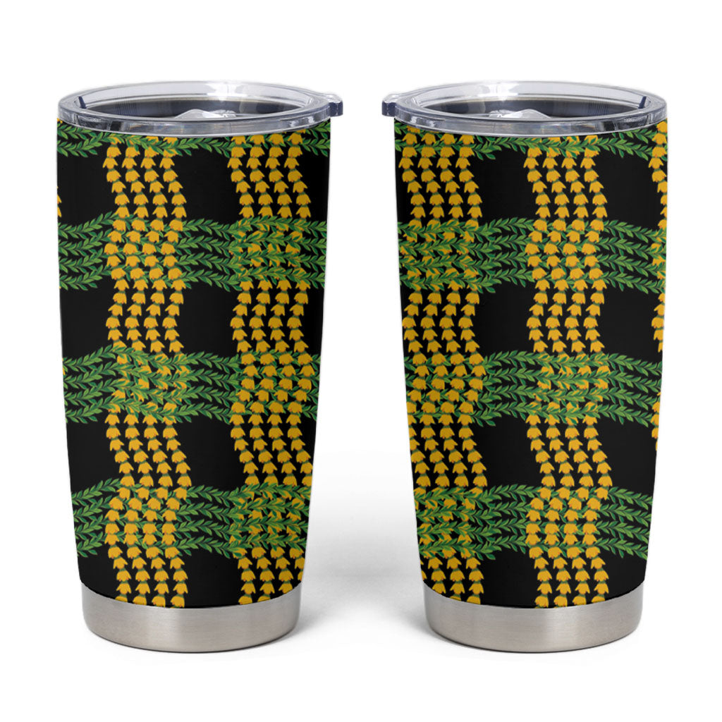 Aloha Hawaii Ilima Maile Lei Tumbler Cup Palaka Inspired Hawaiian-plaid Black LT14 Black - Polynesian Pride