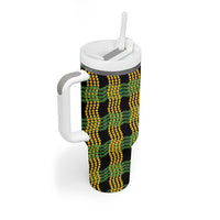 Aloha Hawaii Ilima Maile Lei Tumbler With Handle Palaka Inspired Hawaiian-plaid Black
