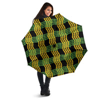 Aloha Hawaii Ilima Maile Lei Umbrella Palaka Inspired Hawaiian-plaid Black
