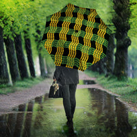 Aloha Hawaii Ilima Maile Lei Umbrella Palaka Inspired Hawaiian-plaid Black