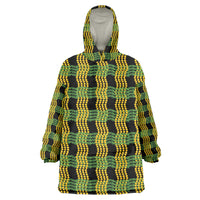 Aloha Hawaii Ilima Maile Lei Wearable Blanket Hoodie Palaka Inspired Hawaiian-plaid Black
