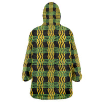 Aloha Hawaii Ilima Maile Lei Wearable Blanket Hoodie Palaka Inspired Hawaiian-plaid Black