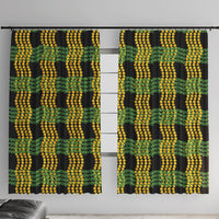 Aloha Hawaii Ilima Maile Lei Window Curtain Palaka Inspired Hawaiian-plaid Black