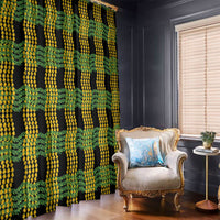 Aloha Hawaii Ilima Maile Lei Window Curtain Palaka Inspired Hawaiian-plaid Black