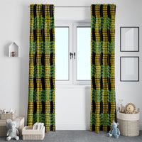 Aloha Hawaii Ilima Maile Lei Window Curtain Palaka Inspired Hawaiian-plaid Black