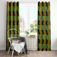 Aloha Hawaii Ilima Maile Lei Window Curtain Palaka Inspired Hawaiian-plaid Black