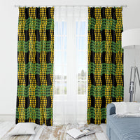 Aloha Hawaii Ilima Maile Lei Window Curtain Palaka Inspired Hawaiian-plaid Black