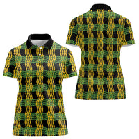 Aloha Hawaii Ilima Maile Lei Women Polo Shirt Palaka Inspired Hawaiian-plaid Black