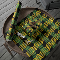 Aloha Hawaii Ilima Maile Lei Wrapping Paper Palaka Inspired Hawaiian-plaid Black