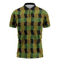 Aloha Hawaii Ilima Maile Lei Zipper Polo Shirt Palaka Inspired Hawaiian-plaid Black