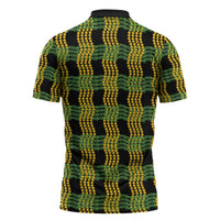 Aloha Hawaii Ilima Maile Lei Zipper Polo Shirt Palaka Inspired Hawaiian-plaid Black
