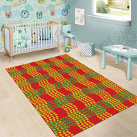 Aloha Hawaii Ilima Maile Lei Area Rug Palaka Inspired Hawaiian-plaid Red