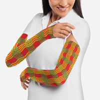 Aloha Hawaii Ilima Maile Lei Arm Sleeves Palaka Inspired Hawaiian-plaid Red