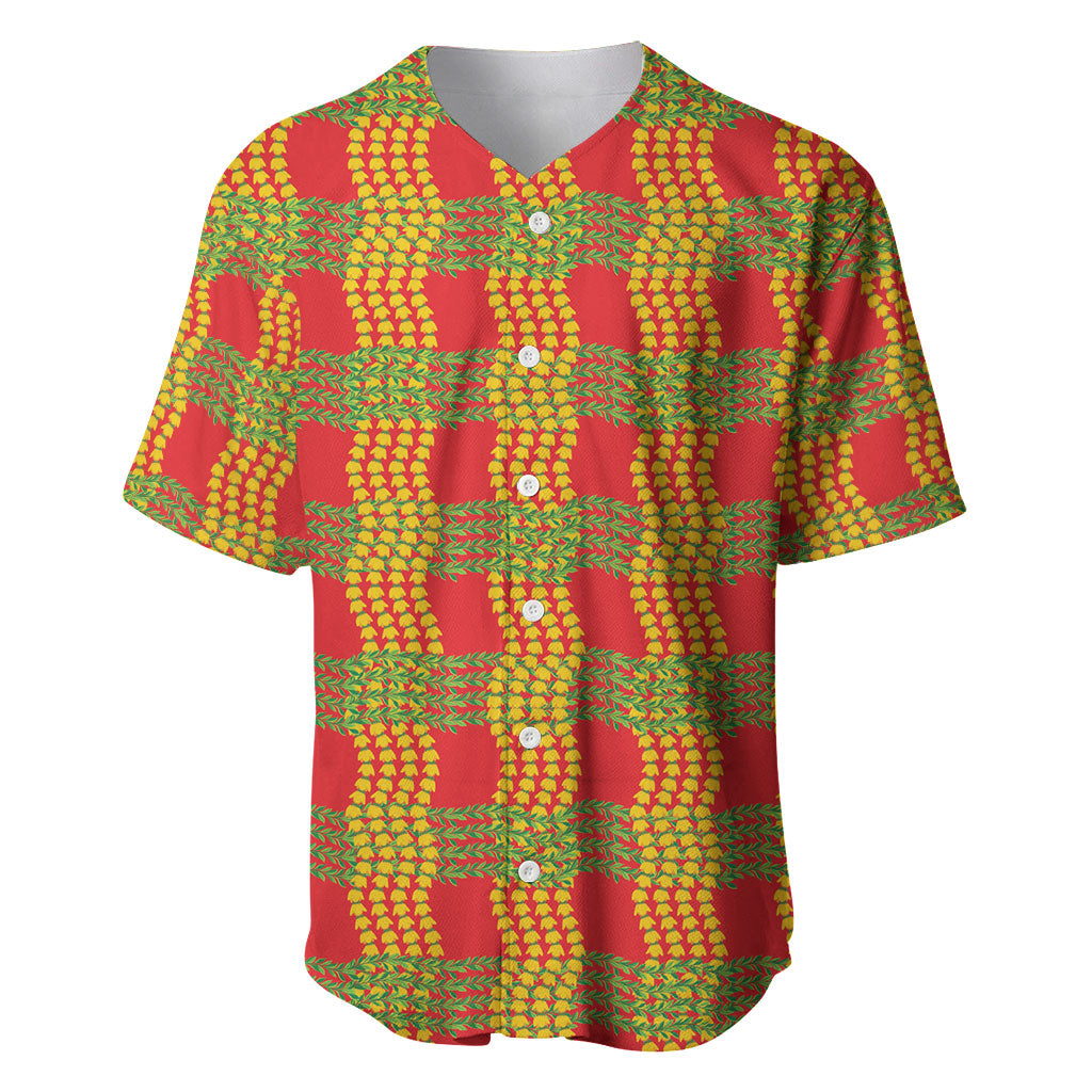 Aloha Hawaii Ilima Maile Lei Baseball Jersey Palaka Inspired Hawaiian-plaid Red LT14 Red - Polynesian Pride