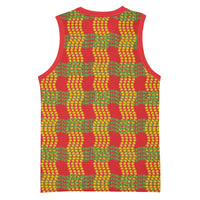 Aloha Hawaii Ilima Maile Lei Basketball Jersey Palaka Inspired Hawaiian-plaid Red