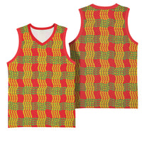 Aloha Hawaii Ilima Maile Lei Basketball Jersey Palaka Inspired Hawaiian-plaid Red