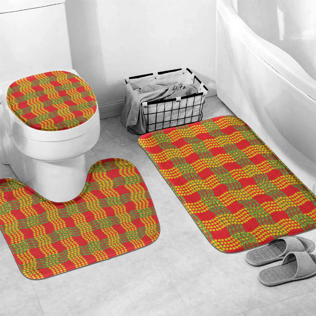 Aloha Hawaii Ilima Maile Lei Bathroom Set Palaka Inspired Hawaiian-plaid Red