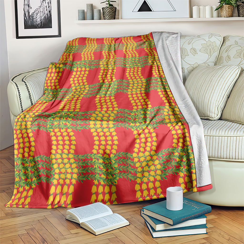 Aloha Hawaii Ilima Maile Lei Blanket Palaka Inspired Hawaiian-plaid Red