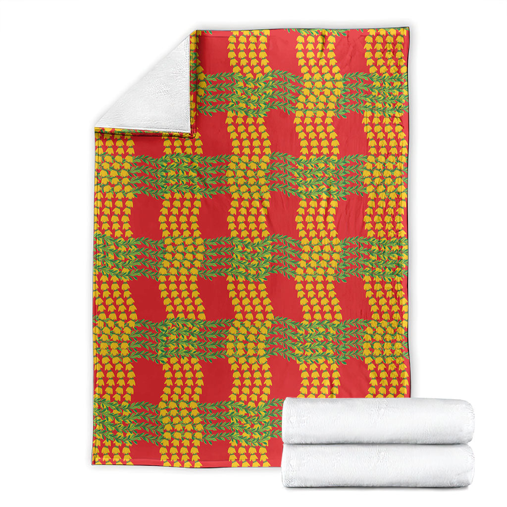 Aloha Hawaii Ilima Maile Lei Blanket Palaka Inspired Hawaiian-plaid Red