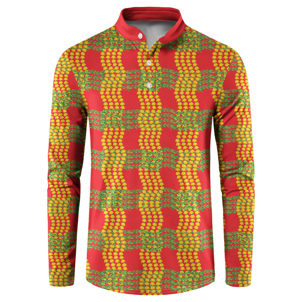 Aloha Hawaii Ilima Maile Lei Button Sweatshirt Palaka Inspired Hawaiian-plaid Red LT14 Red - Polynesian Pride